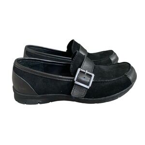 Born Erna Loafer Women 8.5 EU 39 Black Suede Leather Slip On Flat Comfort Casual